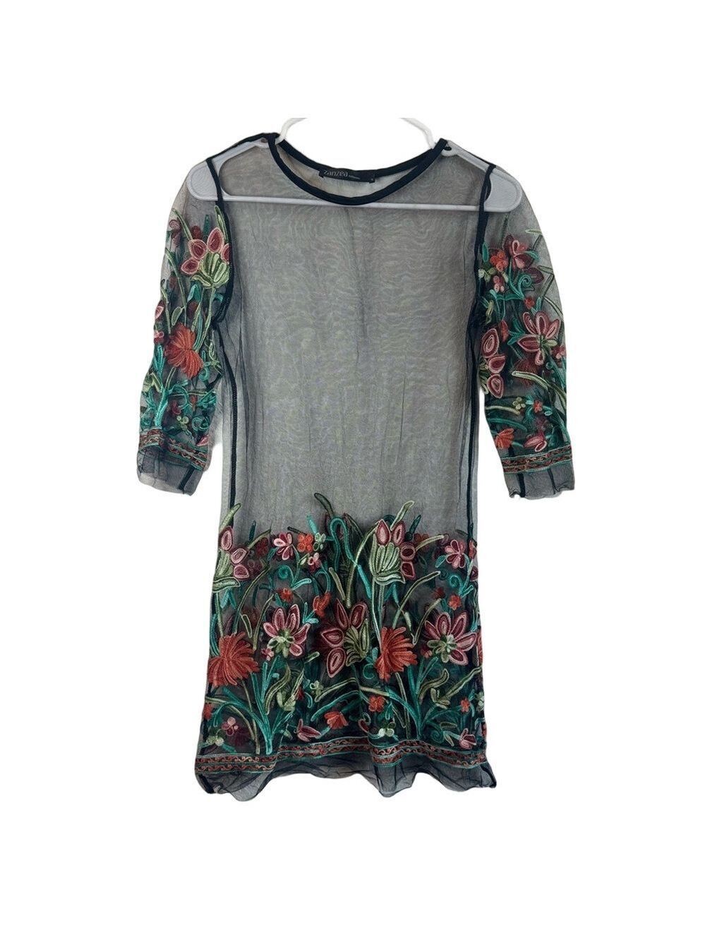 ZANZEA Embroidered Mesh Mini Dress - Picture 3 of 8